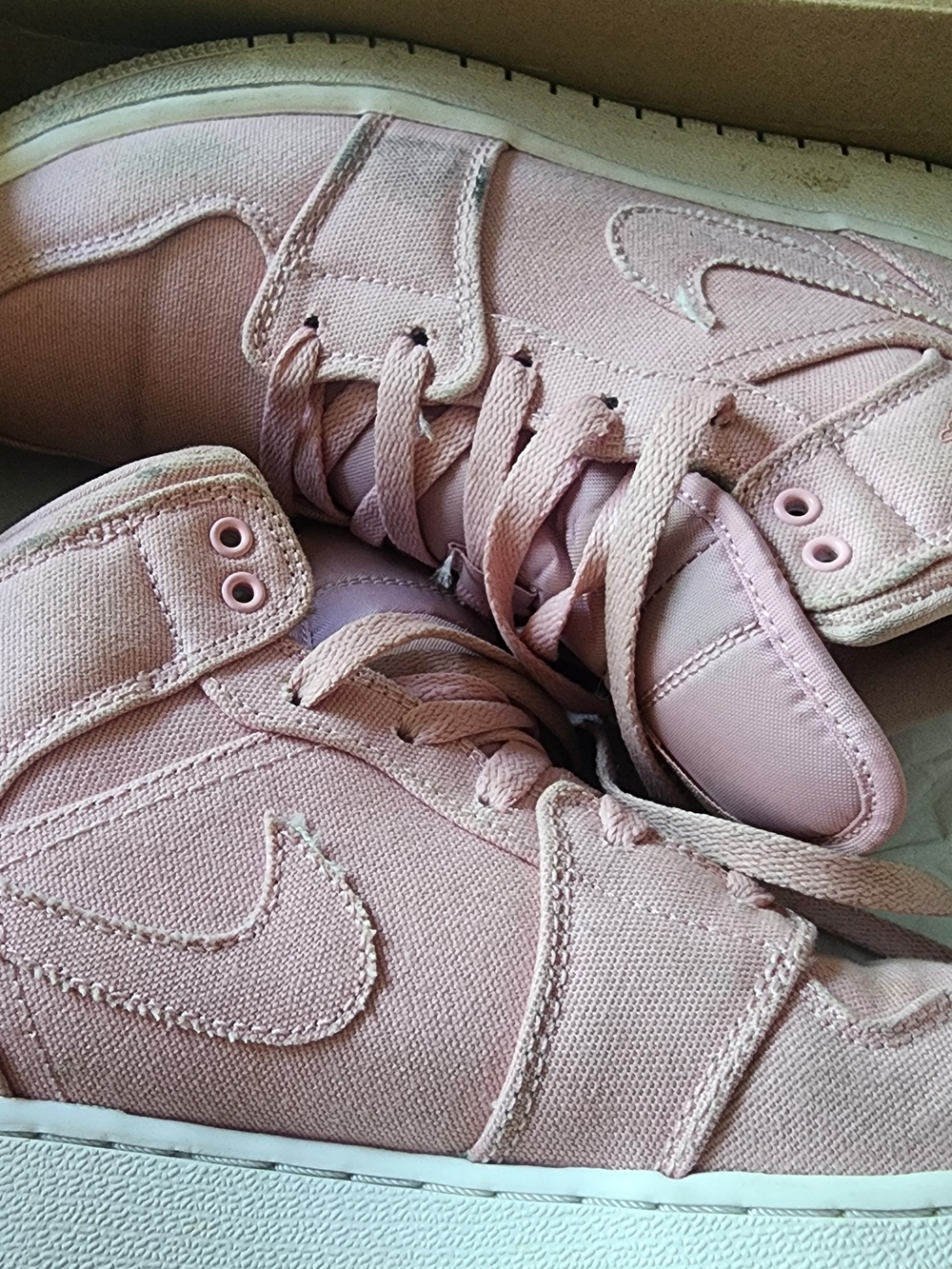 Jordan Kids Pink Canvas High-Top Sneakers